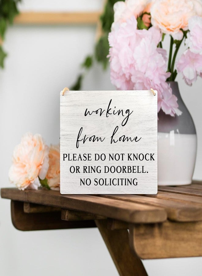 Ryeolo Working From Home Sign For Front Door Do Not Ring Doorbell Sign Hanging Decor,Please Do Not Knock Sign Wall Hanging Wooden Decor For House Bedroom Office 10.2x7.8 Inches - Image 4